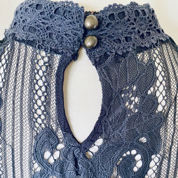 Maurices Gray Lace High Neck Shift Mini Dress - Picture 4 of 5